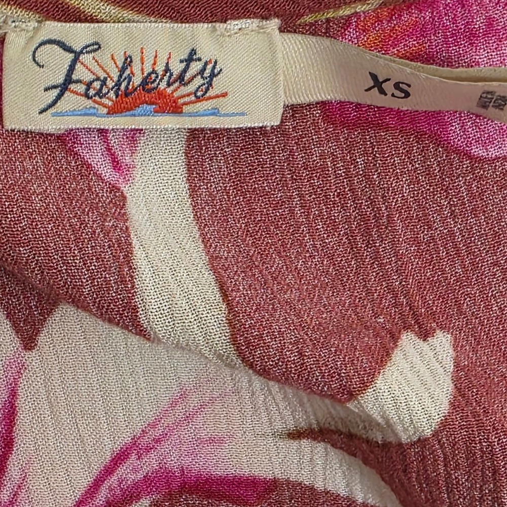 Faherty Sorrento Maxi Dress Women XS Majorica Floral Print Button Front V Neck - Picture 2 of 6